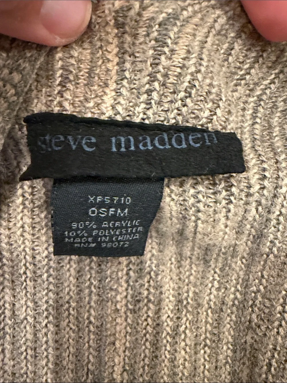 Steve Madden Open Front Ribbed Knit Poncho Beige One Size - C19-108
